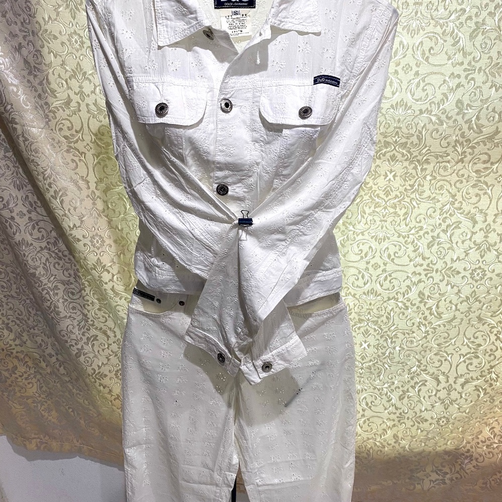 D&G 90’s Vintage.Jacket/Capri Suit/ Set. White Lace Sz S/29